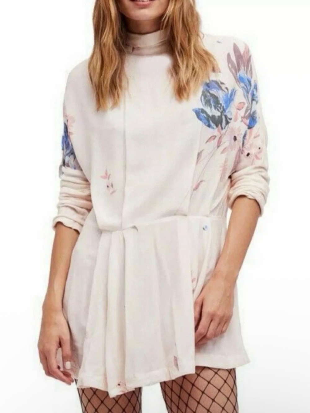 Free People Cream Gemma Tunic Mini Floral Dress NWT